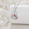 wholesale 925 Sterling Silver Red Cardinal Heart Pendant Necklace with Stones and Engraving - Gifts for Women-0-4