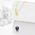 wholesale 14K Gold Heart Pendant with Cubic Zirconia Lariat Necklace for Women's s-0-1