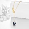 wholesale 14k Gold Infinity Black Pearl Lariat Drop Necklace For Women-0-1