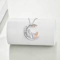 wholesale 925 Sterling Silver Moon & Heart Pendant Necklace Gift for Mom Nana Mother Daughter Birthday Christmas-0-1
