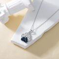 wholesale S925 Sterling Silver Paw Print Necklace with Gemstone Chips for Women, Adjustable Pet Memorial Jewelry Gift, 18+2 Chain, 21x19.3mm Charm-0-3