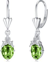 wholesale 925 Sterling Silver Crystal Teardrop Dangle Earrings Valentine s Birthday Gifts for Her-A 08-Aug-Peridot