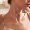 wholesale 925 Sterling Silver & Turquoise Angel Feather Cross Necklace with Heart Stone, 18 Adjustable Chain-0-3