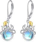 wholesale 925 Sterling Silver Moonstone Octopus Drop Earrings for Women's Gifts-0-0