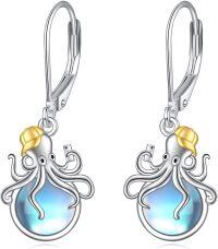 wholesale 925 Sterling Silver Moonstone Octopus Drop Earrings for Women's Gifts-Moonstone octopus Earrings