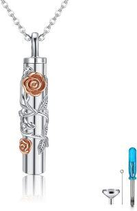 wholesale 925 Sterling Silver Urn Pendant Necklace w/Tree of Life & Rose Flower - Keepsake Memorial Jewelry for Ashes-rose flower bar urn