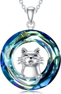 wholesale TOUPOP Cat Necklace Sterling Silver Crystal Cat Pendant Necklace Cute Animal Jewelry For Women For Birthday Graduation Christmas Anniversary -undefined