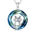 TOUPOP Sterling Silver Crystal Cat Pendant Necklace-0-0