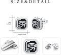 wholesale 925 Sterling Silver Black Agate Eye of Horus Stud Earrings for Men-0-1