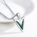 wholesale 925 Sterling Silver Green Turquoise Arrowhead Pendant Necklace for Men & Women-0-3