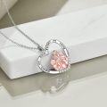 wholesale 925 Sterling Silver Heart-Shaped Pendant Necklace with Three Sisters Design and Crystals-0-10