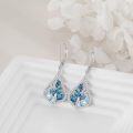 wholesale 925 Sterling Silver Blue Butterfly & Flower Drop Earrings with Pearls and Cubic Zirconia for Women-0-2