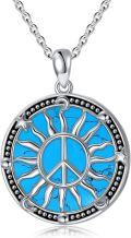 wholesale 925 Sterling Silver Abalone Shell Round Peace Sign Pendant Necklace for Women-0-3