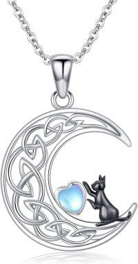 wholesale 925 Sterling Silver Moon Heart Cat Pendant Necklace for Women Gifts-Moon Cat-2