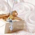 wholesale 925 Sterling Silver 925 Customizable Sunflower Photo Projection Cross Pendant Necklace for Women & Girls-0-4