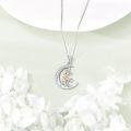 wholesale 925 Sterling Silver Crescent Moon & Lily of the Valley Pendant Necklace for Women - Mother's Day Gifts-0-2