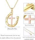 wholesale Gold-Plated 925 Sterling Silver Faith Cross & Heart-Shaped Horseshoe Pendant Necklace for Women-0-1