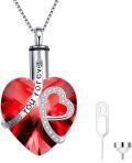 wholesale Sterling Silver Austrian Crystal Heart Urn Necklace for Ashes (w Pin Funnel)-0-5