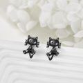 wholesale 925 Sterling Silver Cute Black Cat Ear Earring-0-3
