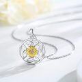 wholesale 925 Sterling Silver Sunflower Pendant Necklace with Celtic Knot Design and Gold Plated Centerstone Irish Jewelry for Women Girls Gifts-0-1