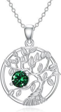 wholesale  Sterling Silver Tree of Life Birthstone Necklace for Women Gift -05-May