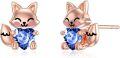 wholesale 925 Sterling Silver Pink Crystal Love Heart Fox Stud Earrings for Girls and Women-0-14
