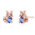 wholesale 925 Sterling Silver Cute Fox Holding Heart Earrings Wholesale Pink-0-14