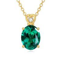 wholesale 14k Gold Amethyst Pendant Necklace-Created Emerald
