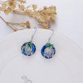 wholesale 925 Sterling Silver Blue Crystal Palm Tree Sea Turtle Dangle Earrings-0-2