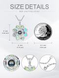 wholesale 925 Sterling Silver Lotus Abalone Shell Photo Projection Necklace with Nanotechnology Love Stone-0-3