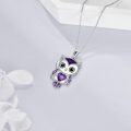 wholesale 925 Sterling Silver Birthstone Owl Pendant Necklace Jewelry Gift for Women-0-3
