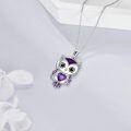 wholesale 925 Sterling Silver Birthstone Owl Pendant Necklace Jewelry Gift for Women-0-3