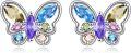 wholesale 925 Sterling Silver Butterfly Multicolor Crystal Stud Earrings for Women Gift Ideas-0-0