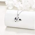 wholesale 925 Sterling Silver Black and White Cow Animal Charm Pendant Necklace for Girls-0-3