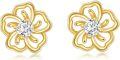 wholesale Yellow Gold Flower Shape 45cttw Moissanite Stud Earrings for Women and Girls-0-0