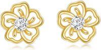 wholesale Yellow Gold Flower Shape 45cttw Moissanite Stud Earrings for Women and Girls-10K Gold