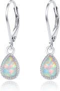 wholesale 925 Sterling Silver Opal Teardrop Leverback Earrings Hypoallergenic Gift-0-0