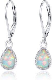 wholesale 925 Sterling Silver Opal Teardrop Leverback Earrings Hypoallergenic Gift-teardrop-shape Sterling Silver