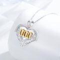 wholesale 925 Sterling Silver Angel Number Heart Wing Pendant Necklace with Gold Plating and Cubic Zirconia Stones - 18+2 Chain Length-0-3
