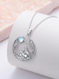 wholesale 925 Sterling Silver Moonstone Wolf Tree of Life Pendant Necklace for Women Birthday Christmas Gifts-0-3