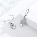 wholesale 925 Sterling Silver Round Blue Moonstone Celtic Knot Leverback Earrings-0-1