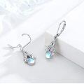wholesale 925 Sterling Silver Blue Moonstone Drop Earrings White Gold Plated Vintage Swirl For Women-0-1