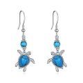 wholesale 925 Sterling Silver Blue Turquoise Turtle Drop Earrings-0-0
