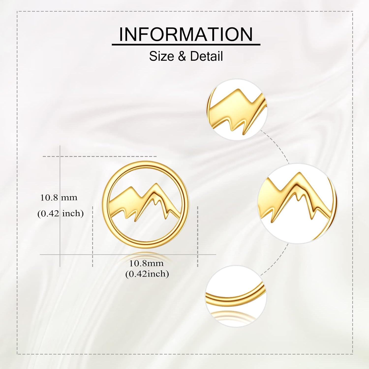 wholesale Gold Mountain Stud Earrings - Minimalist 14K Solid Gold  for Women & Girls-0-2
