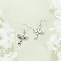 wholesale 925 Sterling Silver Dragonfly Rainbow Gemstone Drop Dangle Hook Earrings for Women Girls Gift Set of 3 Pairs-0-5