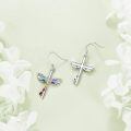 wholesale 925 Sterling Silver Cross With Rainbow Gemstones And Dragonfly Design-0-4
