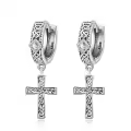 wholesale 925 Sterling Silver 925 Black Gold Plated Celtic Knot Cross Huggie Hoop Earrings Wholesale with Cubic Zirconia for Men & Women-0-0