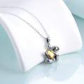 wholesale 925 Sterling Silver and Yellow Gold Plated Crystal Heart Sloth Pendant Necklace for Women & Men-0-1