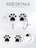 wholesale 925 Sterling Silver & 5A CZ Half Hoop Earrings with Paw Print, 8mm Diameter, 20 Gauge, Hypoallergenic, Gift for Women-0-1