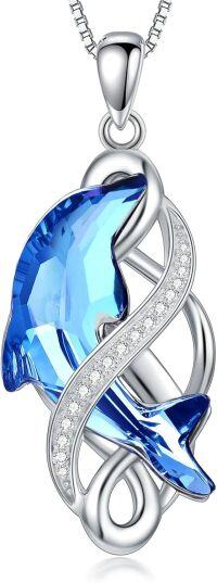 wholesale 925 Sterling Silver Blue Crystal Starfish Pendant Necklace Gift for Women Girls Mom Girlfriend-Dolphin-Celtic Knot